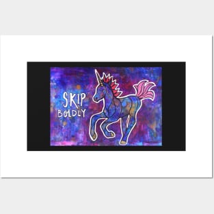 Skip Boldly. Magical Unicorn Watercolor Illustration. Posters and Art